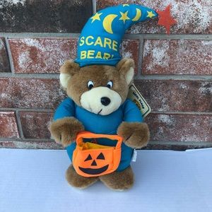 Royal Plush Scare Bear Plush 13” Teddy Bear Wizard Halloween Brown Blue Rare HTF
